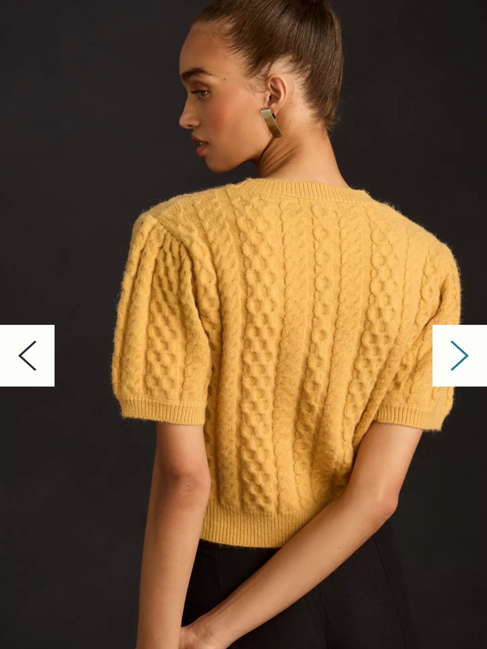 MABLE Cropped Cable Puff Short-Sleeve Sweater - Picture 2 of 8